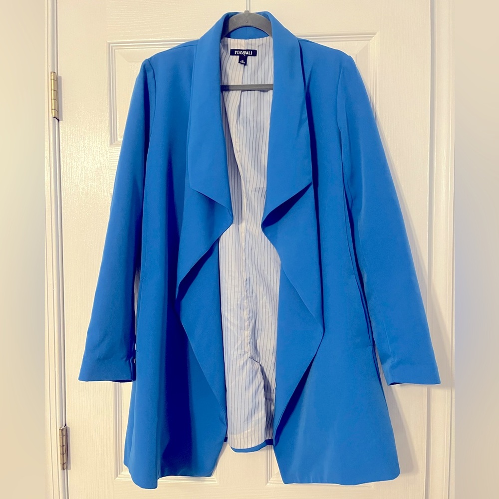 Open front Azure Blue Blazer with pockets